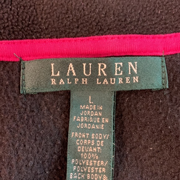 Black and Pink Fleece Jacket by Ralph Lauren - Size L - Picture 4 of 4